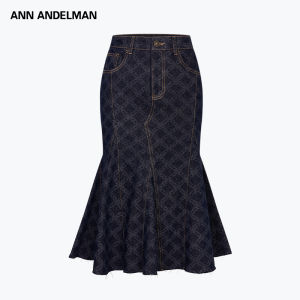 ANN ANDELMAN | Raw Laser Burn-out Full Print Fish Tail Denim Skirt