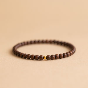 Authentic Gold Thread Sandalwood Bracelet for Women High Oil Density Vintage Style Single Circle Buddhist Beads Bracelet