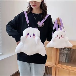 Set balo kèm túi đeo chéo búp bê ma vải nhung lông mềm mịn đi học đi chơi phong cách Lolita hoạt hình cá tính đáng yêu - Túi gấu bông ASANRIO HOUSE