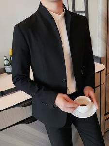 Áo Blazer Nam Màu Trắng/đen Đơn Hàng Khuy Kiểu Dáng Lịch Sự/thường Ngày Áo Vest Nam Trang Phục Biểu Diễn Sân Khấu Dự Tiệc Cưới Cổ Mandarin