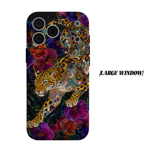 BILIBILI | Floral Golden Leopard Art Phone Case for iPhone 18 17 16 15 14 13 12 11 Air Pro Max Plus Double-layer Cover