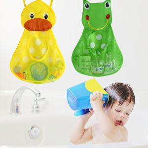 Duck Frog Bath Toys Storage Hanging Bags Baby Shower Powerful Suction Cup Storage Hanging Bag Portable Drainage Mesh Bags Supply