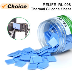 RELIFE RL-098 100PCS Pre-cut Insulating Thermal Pads for IC Chip High Thermal Conductivity Self-adhesive Repair Silicone Sheet