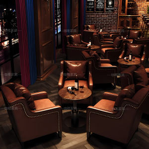 American Style Retro Whiskey Bar Sofa Seat Cigar Room Tiger Single Chair Western Dining Coffee Shop Table Chair Combination