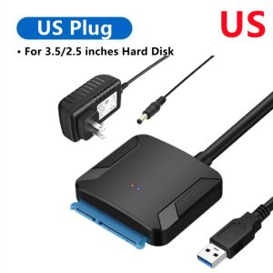 xiede | SATA to USB 3.0 Adapter Cable 12V Power Adapter Included SATA III Hard Drive Disk Converter UASP Support for3.5/2.5 Inch SSD HDD