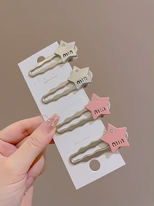 FR-C1409 Jepitan Rambut Bintang Jepit Rambut Wanita Pita Lucu Gaya Retro / Klip Duckbill Aksesoris