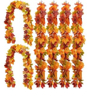 2M Fall Maple Leaves Artificial Garland Fake Plants Autumn Decor Flowers Vine for Thanksgiving Halloween Festivals Wedding Decor