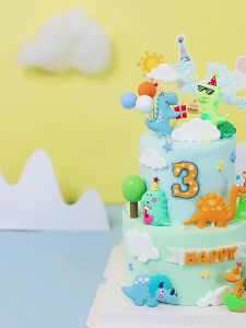 DINOSO Cake Topper Hiasan Kue Lunak Tema Dinosaurus Lucu Untuk Pesta Ulang Tahun Anak-anak