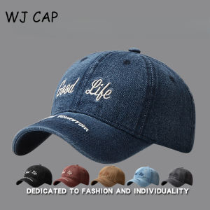 【WJ】Street retro water-washing denim mens and womens baseball caps Spring and Autumn Sunshade Wide brimmed Duck Tongue Hat