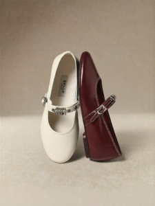 Belle | Red Leather Mary Jane Shoes For Women