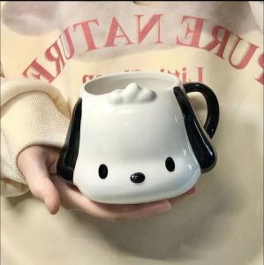 Sanrio Cartoon Couple Mugs High Aesthetic Value Ceramic Water Cups Personalized Pachat Dog Design Meowth Gift Items