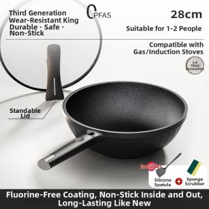 YIZUFU| Non-Coated Non-Stick Titanium Frying Pan for Home Use