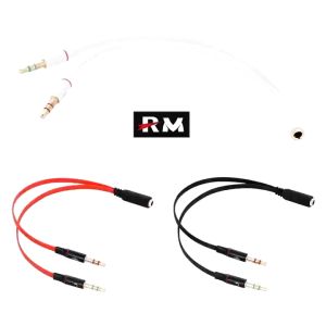 RM)2 in 1 Audio Splitter Headphone and Mic Splitter 3.5mm Female To 2 Male Splitter Aux Audio Cable for PC gaming laptop