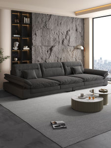 Modern Minimalist Italian Style Sofa with Cat Claw Leather And Frosted Fabric Large Seating Living Room Furniture
