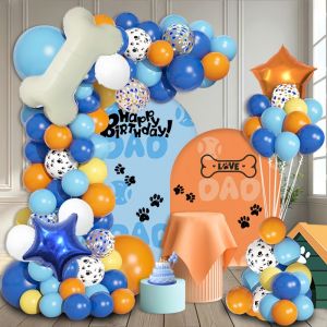 118Pcs Dog Bone Pet Theme Balloon Arch Set Large Dog Bones Blue Star-Shaped Foil Balloons Mainly Blue and White Latex Balloons Suitable for Birthday Pet Birthday Decoration and Other Scene Arrangements