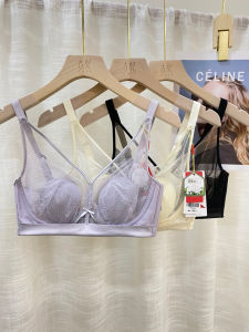 Charming Li Qiao Ultra-thin Cup ผ้าไหม Bra ผู้หญิง ลูกไม้ ชุดชั้นใน Crystal Cup Bra สําหรับหญิงสาว ระบายอากาศได้ดี Urban Style Bra