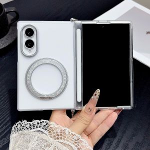 szhaiyu | Luxury Frosted Translucent Magnetic Rotating Bracket Phone Case for Samsung Galaxy Z Fold 8 Zfold8 for Magsafe Protective Cover