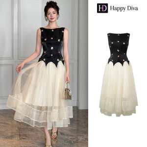 Happy Diva ชุดราตรียาวสีดำ พาทเวิร์ค ตาข่าย สำหรับงานแต่งงานและงานเลี้ยงอย่างเป็นทางการ 9765