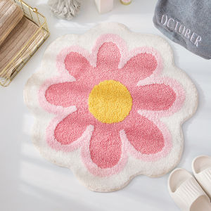 Flannel Round Rug Soft and Cool Cute Sunflower Pattern for Living Room Sofa Coffee Table Childrens Room Bedside Rug Home Decor