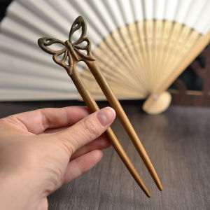 เครื่องประดับผมสไตล์ย้อนยุคแบบสองด้านพร้อมรูว่างรูปผีเสื้อ ปักหมุดผมชิ้นเดียว ปักหมุดผมไม้ ปักหมุดผมสไตล์โบราณ