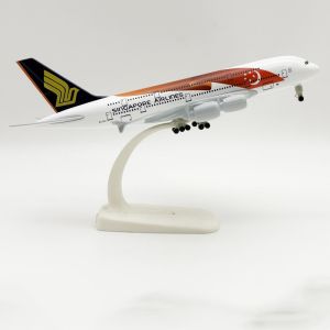 A380 Singapore Airways Model Airplanes 20cm Alloy Scale Aircraft Souvenir Plane With Wheels Hobby Collection Gift