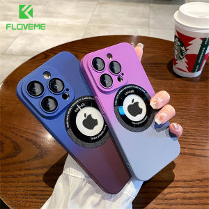 FLOVEME Luxury Gradient Phone Case For iPhone 15 14 13 12 11 Pro Max 15 14 Plus Magsafe Logo Hole Glass Lens Film Protector Ultra Thin Shockproof Back Cover For iPhone 15 14 13 12 11