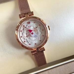 Versi Korea OST Variety Sakura Magic Card Girl Sakura Warna Merah Jambu Seal Stick Girl Jam Tangan Jam Pergelangan Tangan Import Teras Mesin