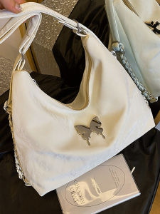 Velvet Butterfly Knot Double Shoulder Bag Large Capacity Commuter Tote Bag Soft PU Leather Sweet Lady Style Casual Bucket Shape