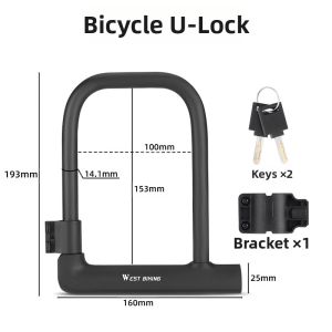 West Biking | Bike Scooter Motorcycle U Lock Anti-theft Burglarproof