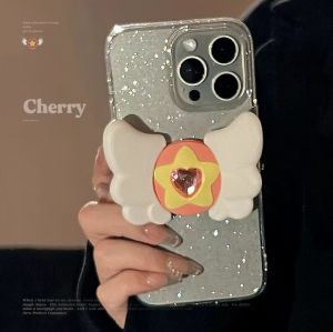 【สินค้าคงคลังพร้อมแล้ว】🚚Gratis Ongkir + ปลาค็อด🚚เคสซิลิโคนรูปปีกนางฟ้ารูปดาว3D น่ารักลายการ์ตูนน่ารักๆสำหรับ Iphone 11 12 13 14 15Pro Max เคสสีชมพู