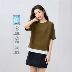 Áo Thun Nữ Cổ Tròn Tay Ngắn Kháng Khuẩn Thoải Mái Giordano 13325231 Mùa Hè Thường Ngày Cotton Polyester Thoải Mái