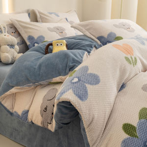 Winter Milk Velvet Single Duvet Cover Coral Velvet 150x200 Double Sided Flocking Plush One Piece Skin Friendly Home Use