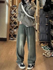 High Waist Loose Fit Straight Leg Jeans Womens Spring Autumn plus Size Pear Shaped Body Slimming Wide Leg Denim Pants