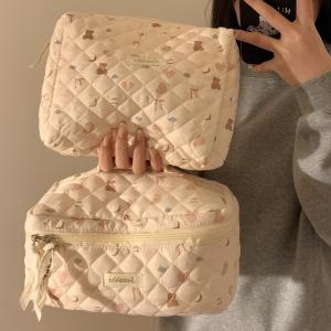 Adorable Portable Large Capacity Handheld Makeup Bag Travel Cosmetic Storage Pouch Toiletry Bag for Girls Cute Cartoon Design