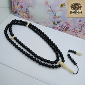tasbih kayu kelor hitam kombinasi tulang A24