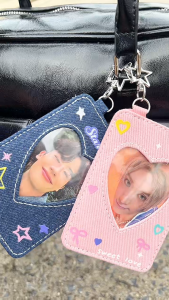 เฟรมการ์ดพวงกุญแจยีนส์หัวใจ ใส่การ์ดขนาดทั่วไปGMMได้ - ร้านไทย พร้อมส่ง