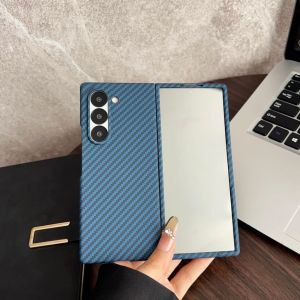 szhaiyu | Shockproof Carbon Fiber Pattern Phone Case For Samsung Galaxy Z Fold 8 7 6 5 4 Ultra With Tempered Glass Film Protective Cover