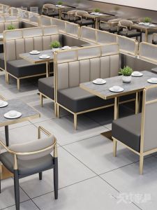 Luxurious Commercial Restaurant Table And Chair Combination Coffee Shop Dining Hall Wall Sofa Bench Customizable Dual Person Seating