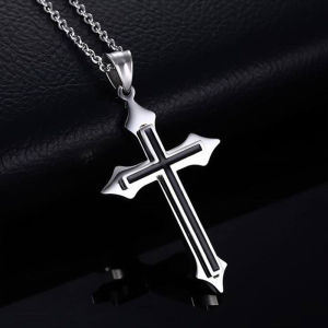 ร้อยคอผู้ชาย สร้อยคอโซ่จีไม้กางเขน ไม้กางเขน สร้อยเงิน สไตล์ฮิปฮอป พังก์ สร้อยคอ สร้อยแฟชั่น เครื่องประดับผู้ชาย และผู้หญิง MIMOON