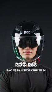 Mũ 3/4 Hai Kính Cao Cấp ROC Helmet R68(2K) Chính Hãng Đi Phượt Nam Nữ Bảo Hành Chính Hãng 12 Tháng