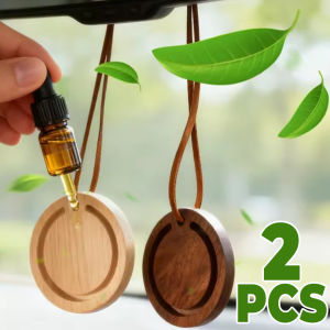 2PCS Aroma Diffuser Wood Car Rearview Hanging Perfume Wooden Pendant Essential Oil Fragrance Diffuser Auto Interior Home Decoration