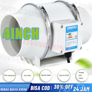 4" 220V 35W Multi Fungsi Exhaust Kipas Exhaust Ventilasi Rumah Diam 4 inch Inline Duct Fan Ventilasi Dapur Kamar Mandi Ekstraktor Blower Hisap Kipas Angin Blower