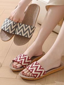 รองเท้าแตะพื้นไม้ไผ่ลินินสำหรับใส่ในบ้าน รองเท้าแตะ EVA กันลื่น ฤดูใบไม้ผลิและฤดูใบไม้ร่วง ระบายอากาศได้ดี รองเท้าแตะผู้หญิง รองเท้าแตะผู้ชาย