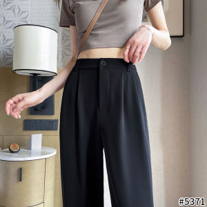 กางเกงขายาวทรงตรงผ้าไหมน้ำแข็งสีขาวไซส์เล็กสำหรับผู้หญิง กางเกงขายาวทรงหลวมเอวสูง ทรงสลิมฟิต ทรงหลวม ทรงตรง ทรงสลิมฟิต