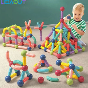 Leiao UT【PO】Mainan Magnetic sticks Blok Set Mainan untuk Anak-anak Magnet Stick Rod Blok Bangunan  Montessori Mainan Edukasi Untuk Anak Laki-laki Perempuan
