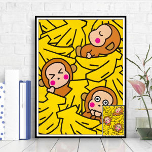 Modern Simple Style Diamond Painting Tired Monkey Cartoon Cross Stitch Kit Bedroom DIY Handmade Fabric Animal Pattern Cotton