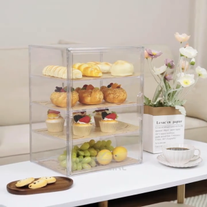 Acrylic Display Case With Magnetic Door Clear Mug Storage Organizer Desk Storage Stackable Dustproof Food Storage Box Water Cup Storage Rack