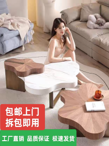 โต๊ะกาแฟแบบมีสไตล์หรูหรา ทรงไม่สมมาตร ดีไซน์คลื่นเมฆ ขนาดเล็ก ห้องนั่งเล่นสไตล์ยุโรป โต๊ะกาแฟแบบเรียบง่าย โต๊ะกาแฟแบบมีสไตล์