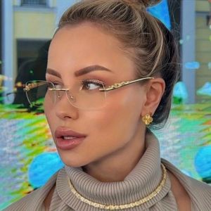 New Trendy Retro Frameless Glasses Frame for Mens and Womens Fashionable Dressing Glasses