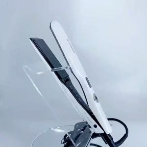 Professional LCD Display Tourmaline Ceramic Hair Straightener Intelligent Lock PTC Fast Heating Wide Plate Hair Straightening Iron for Thick Hair (White)